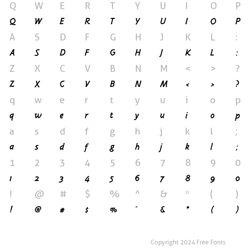 Character Map of Karmen Italic