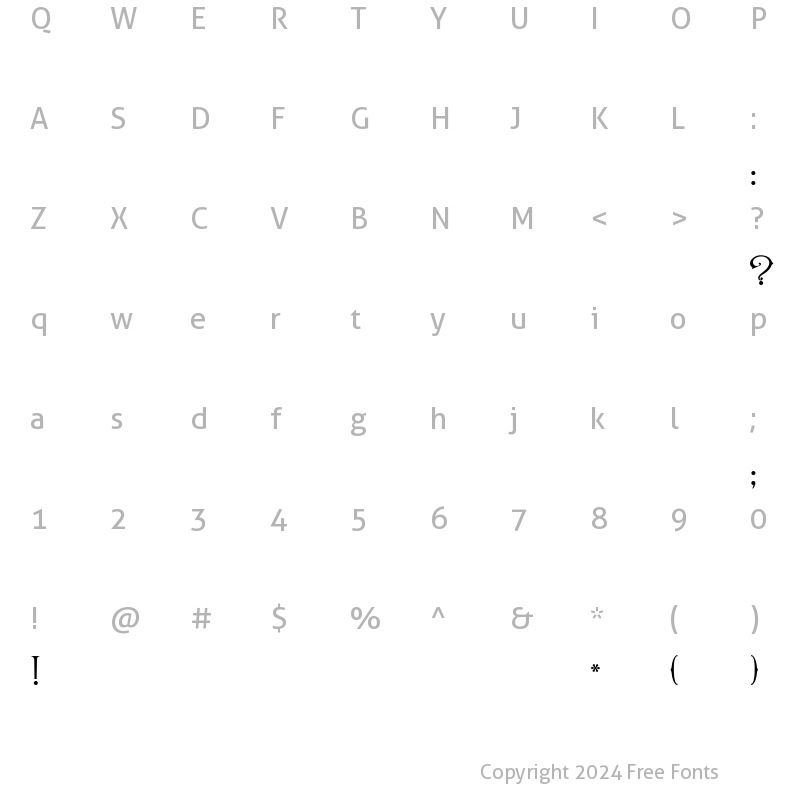 Character Map of Karmen Regular