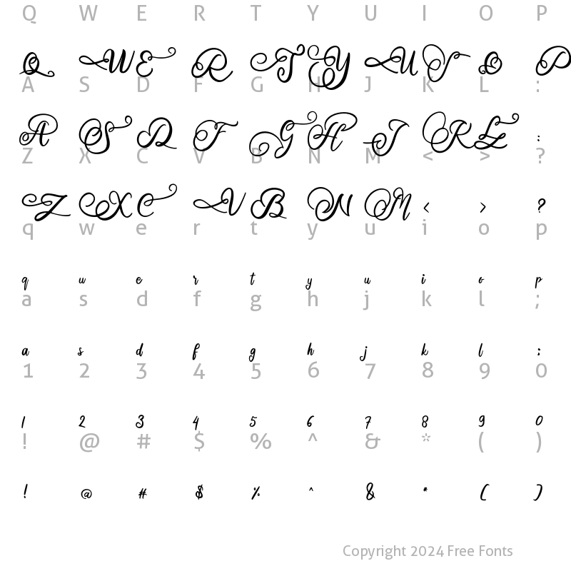 Character Map of Karolie Regular