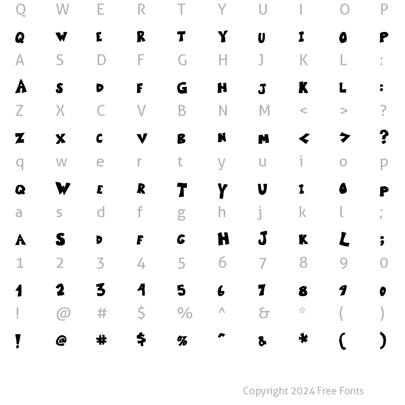 Character Map of Kartoone Solid Regular