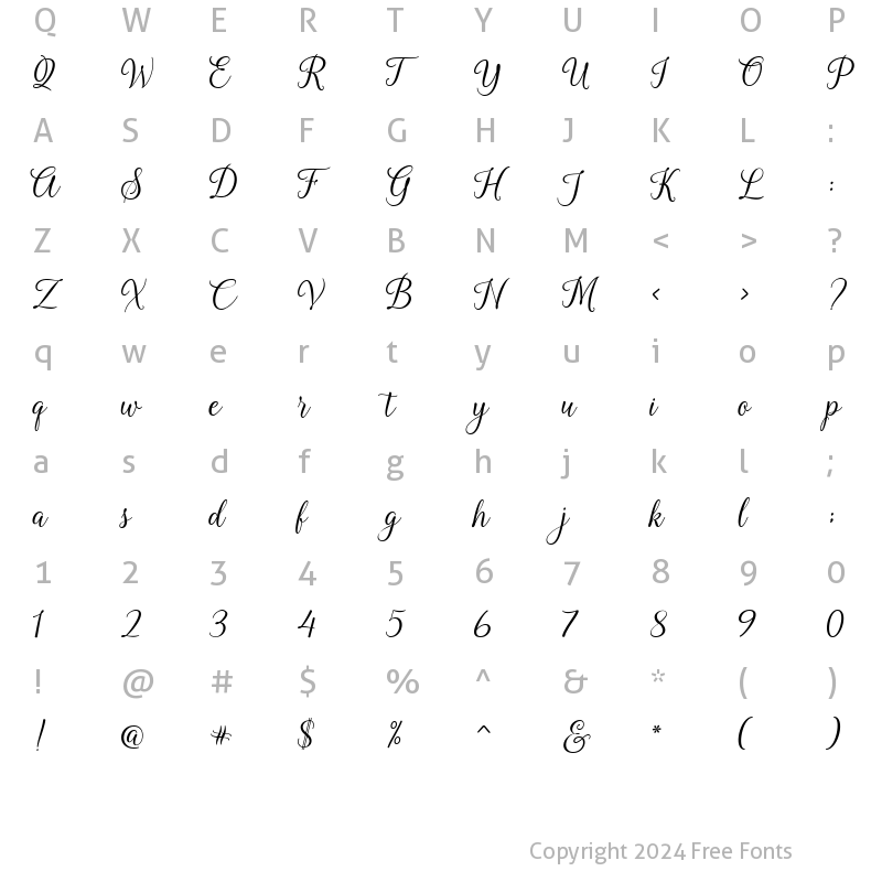 Character Map of Kasandra Script Regular