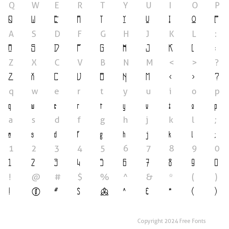 Character Map of Kashner Regular