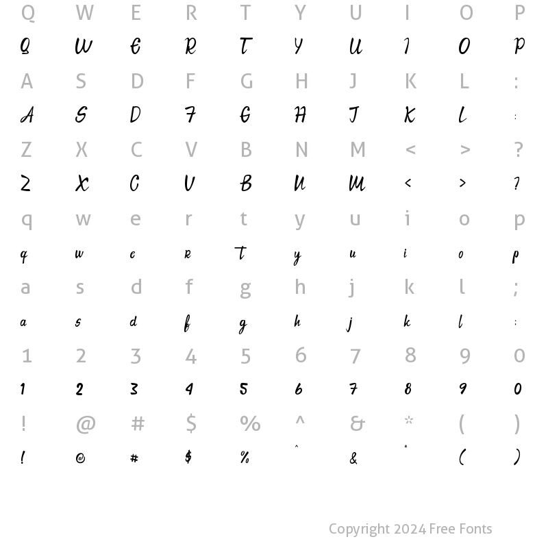 Character Map of Kasih Putih Regular