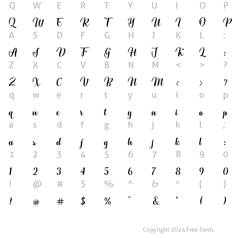 Character Map of Kastela Regular