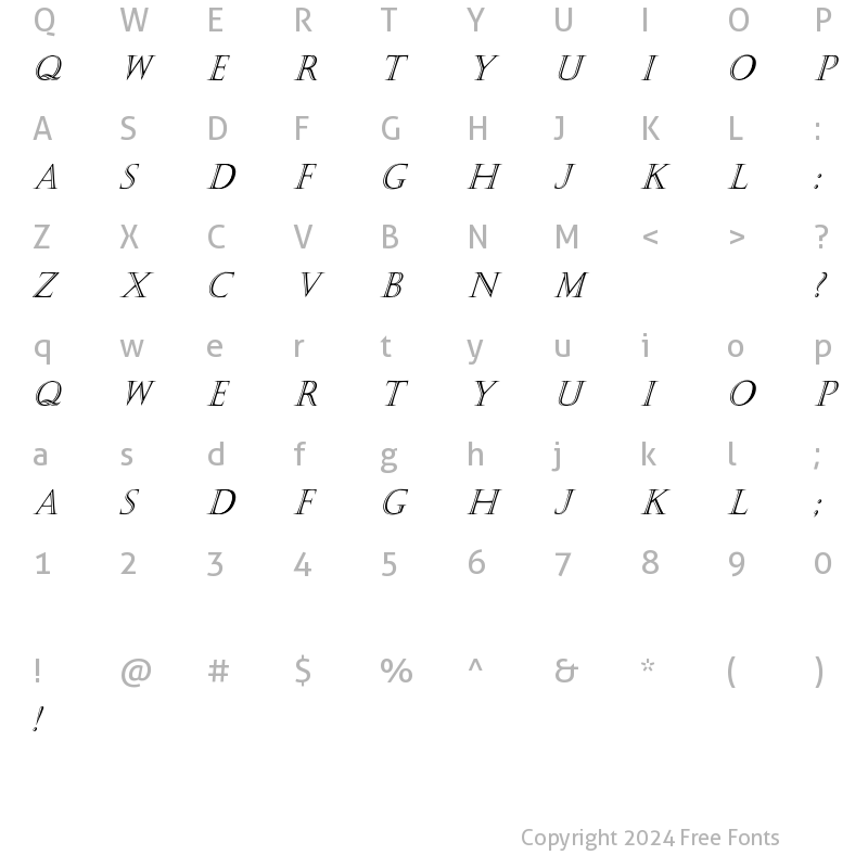 Character Map of Kastellar-Itali Regular