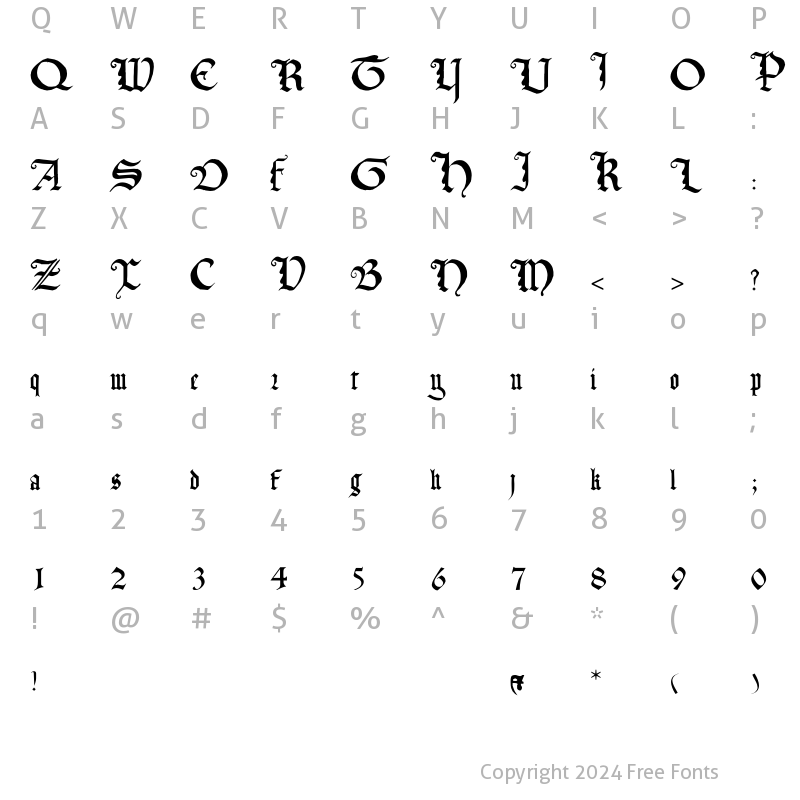 Character Map of Kastiel Regular