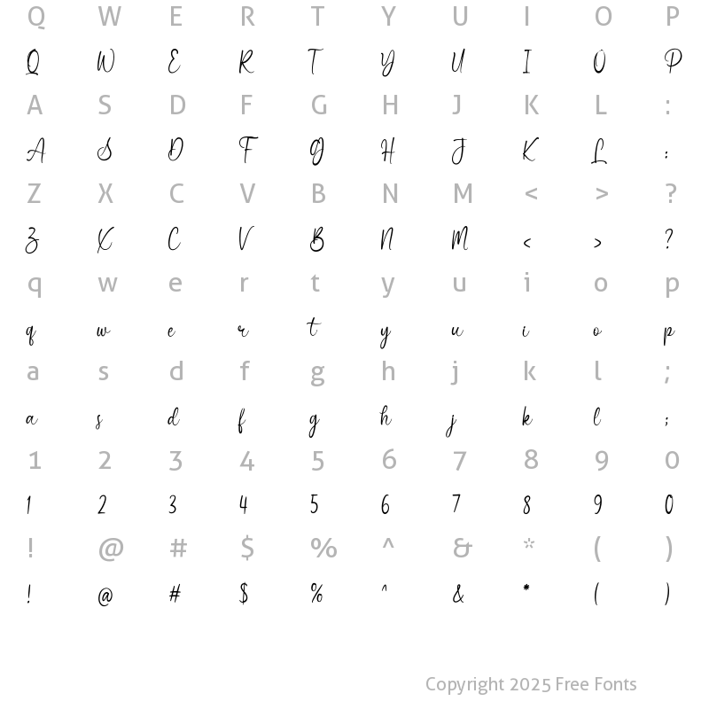 Character Map of Katagiri Regular