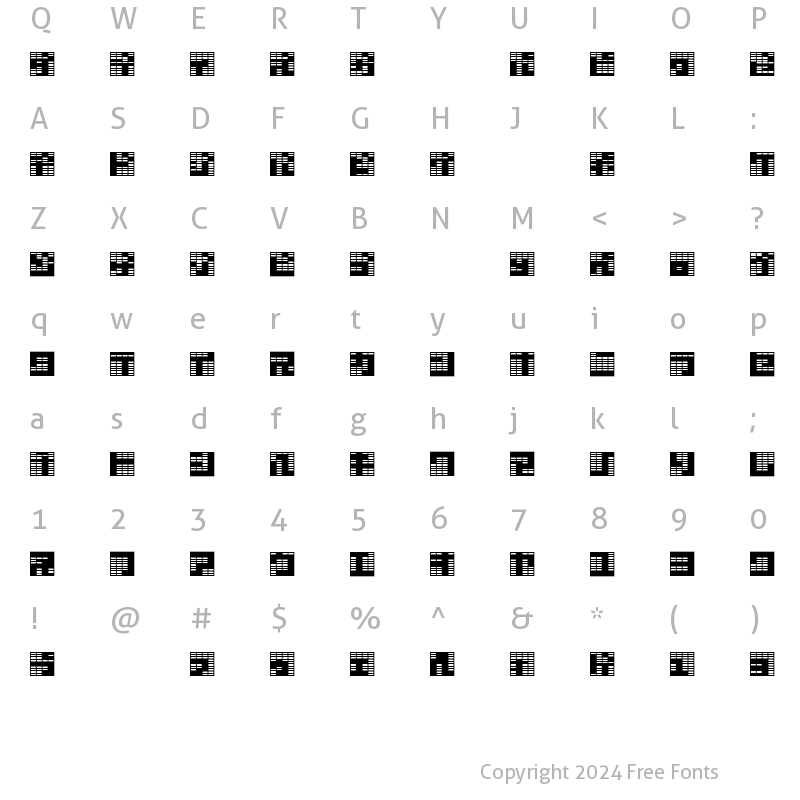 Character Map of katakana,block Regular