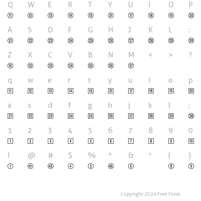 Character Map of Katalogziffern Positiv BQ Regular