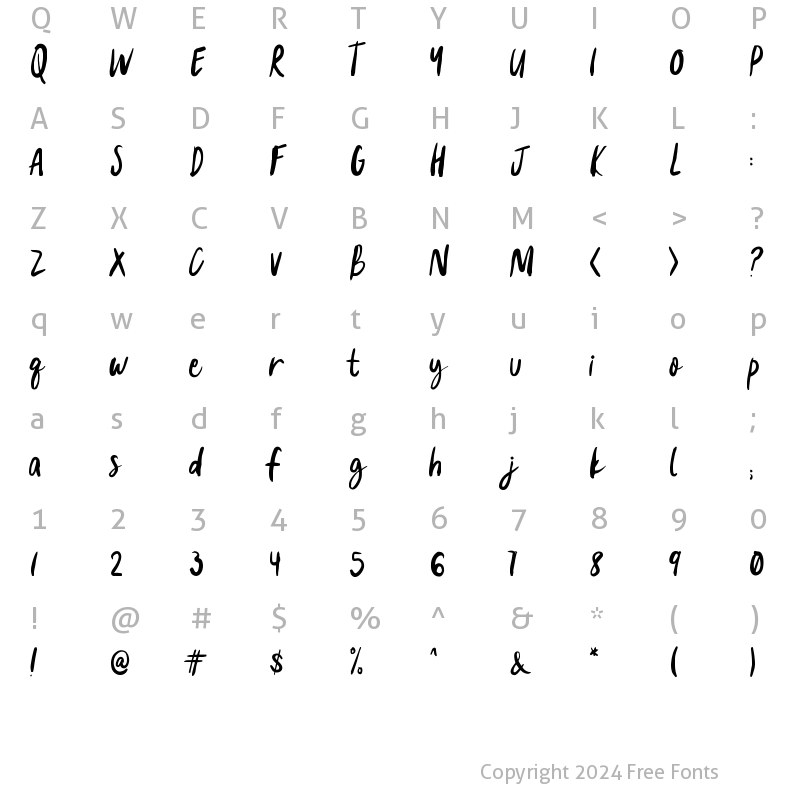 Character Map of Kate Arden Regular