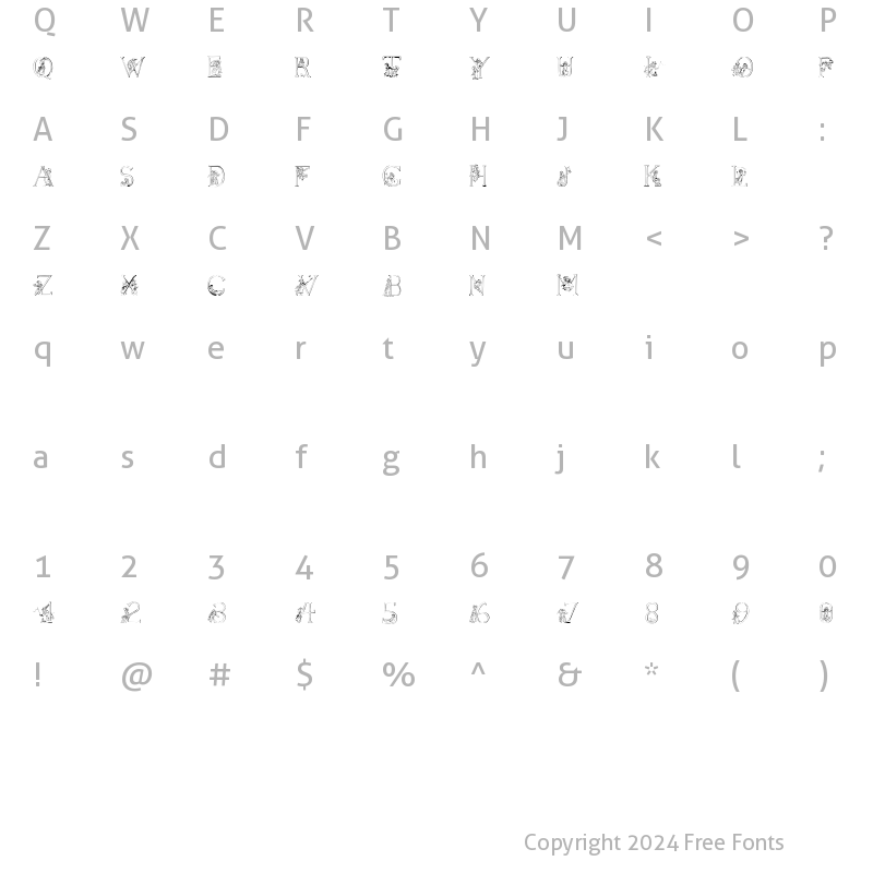 Character Map of Kate Greenaway's Alphabet Regular