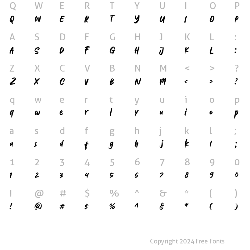 Character Map of Katenila Regular