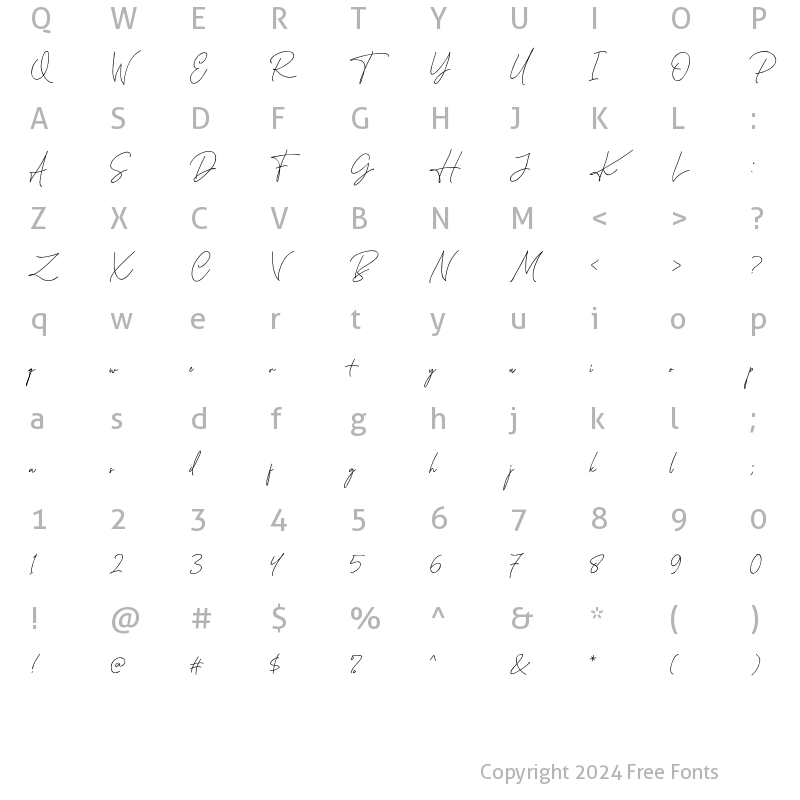 Character Map of Katherine Script Regular