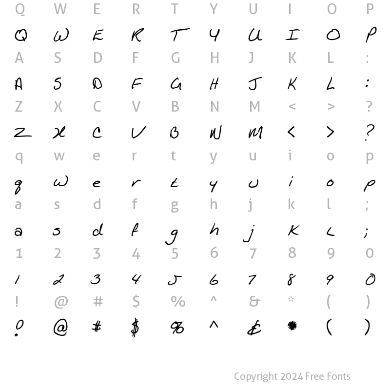 Character Map of KathleenBold Regular