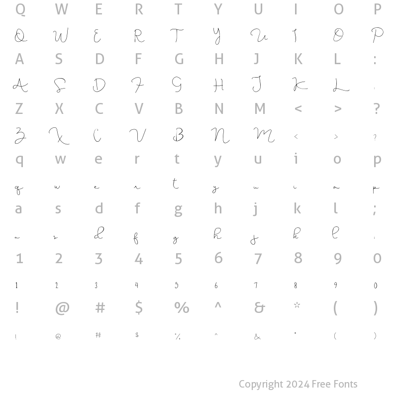 Character Map of Kathreen Smith Regular