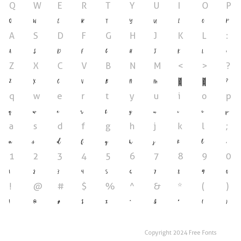 Character Map of Katiekate Solid Regular