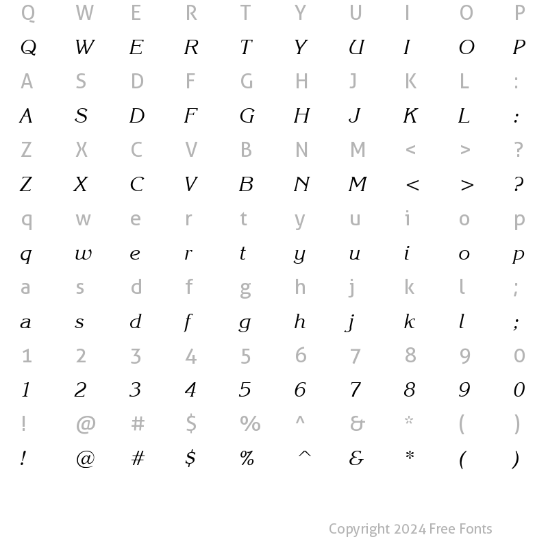 Character Map of Katrina Italic