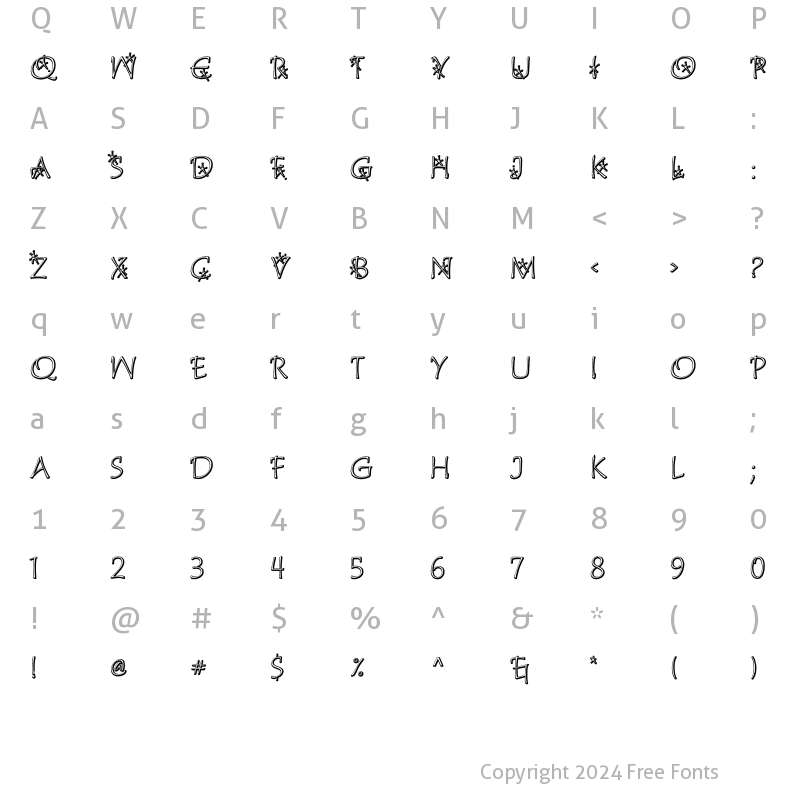 Character Map of Katytude 'Inlaid' Regular