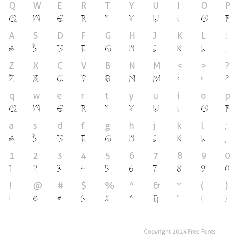 Character Map of Katytude Star Alternates Regular