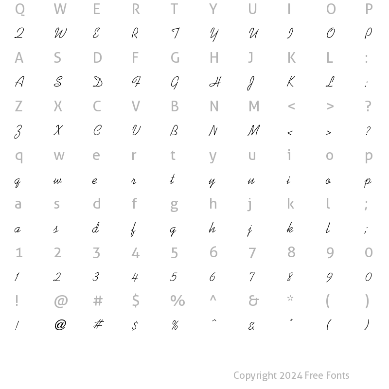 Character Map of Kaufmann Script Regular