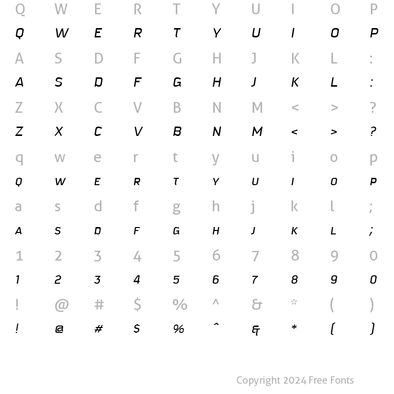 Character Map of Kautiva Caps Italic