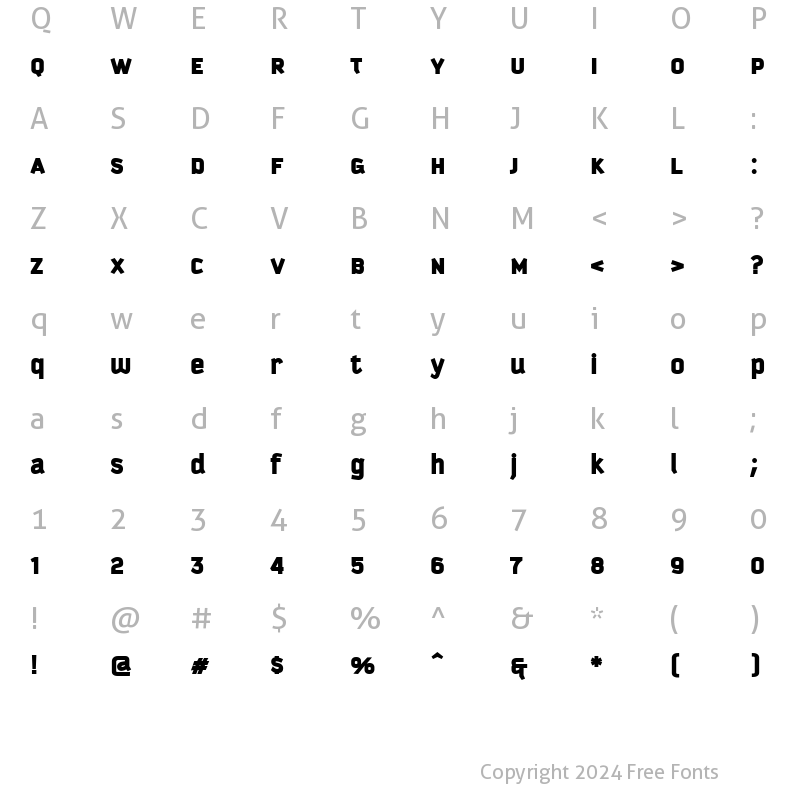 Character Map of Kautiva Uni Black Regular