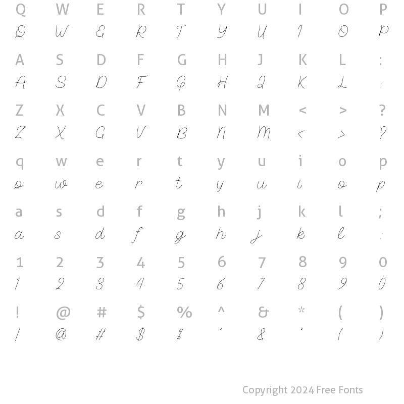 Character Map of Kawula Moeda Monoline Regular