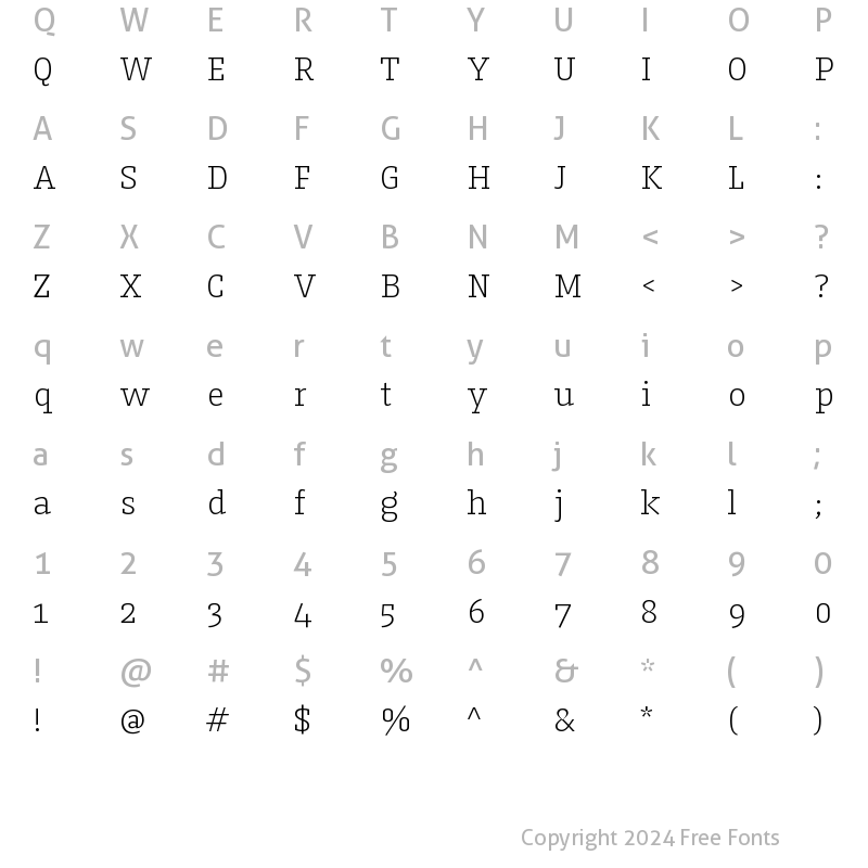 Character Map of Kaytek Slab Light