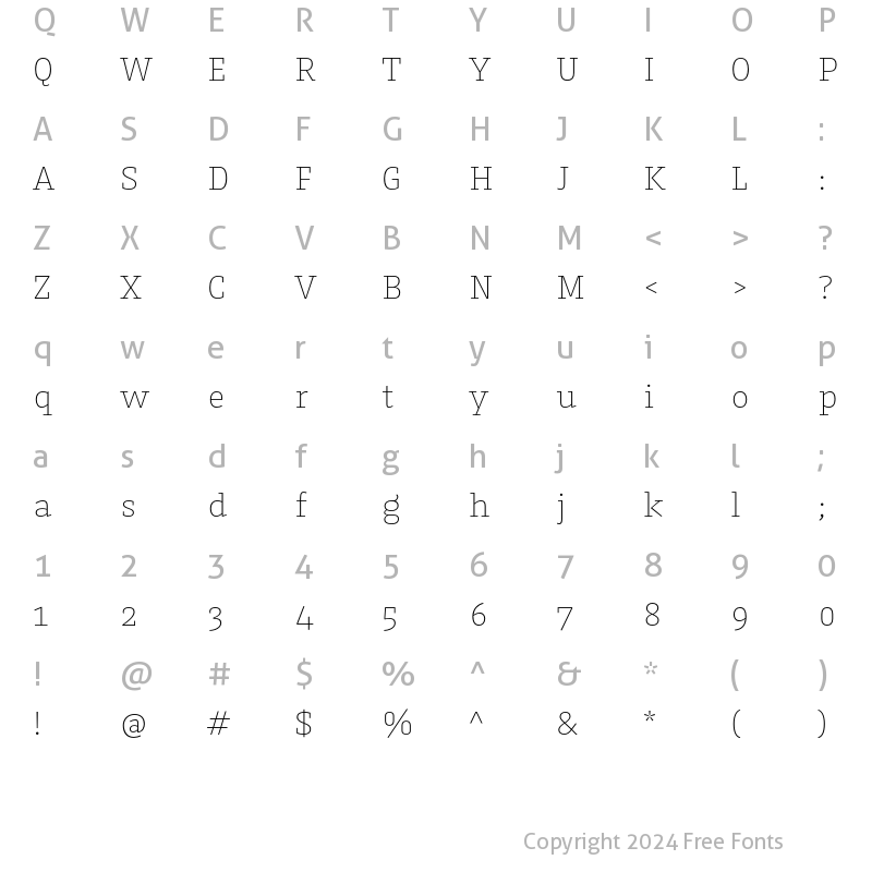 Character Map of Kaytek Slab Thin