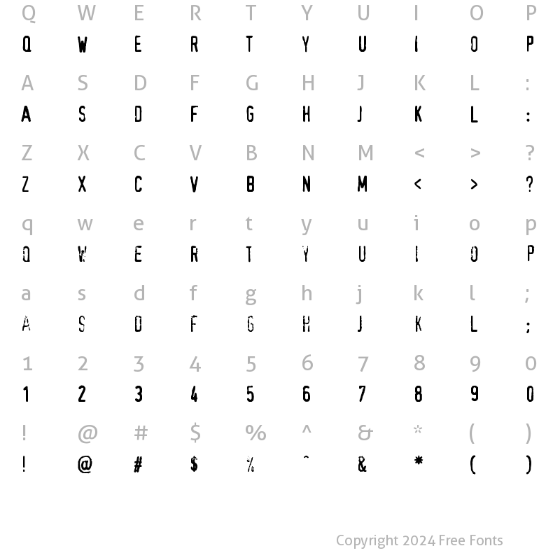 Character Map of KB Band Regular