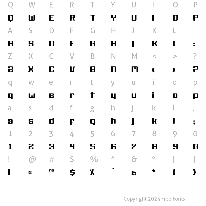 Character Map of KB BlackWolf Regular