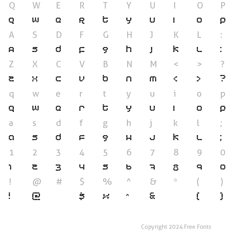 Character Map of KB Tranceform Regular