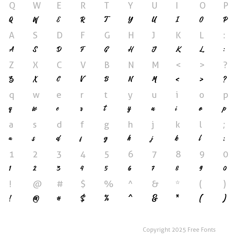 Character Map of Kedmote Script Regular