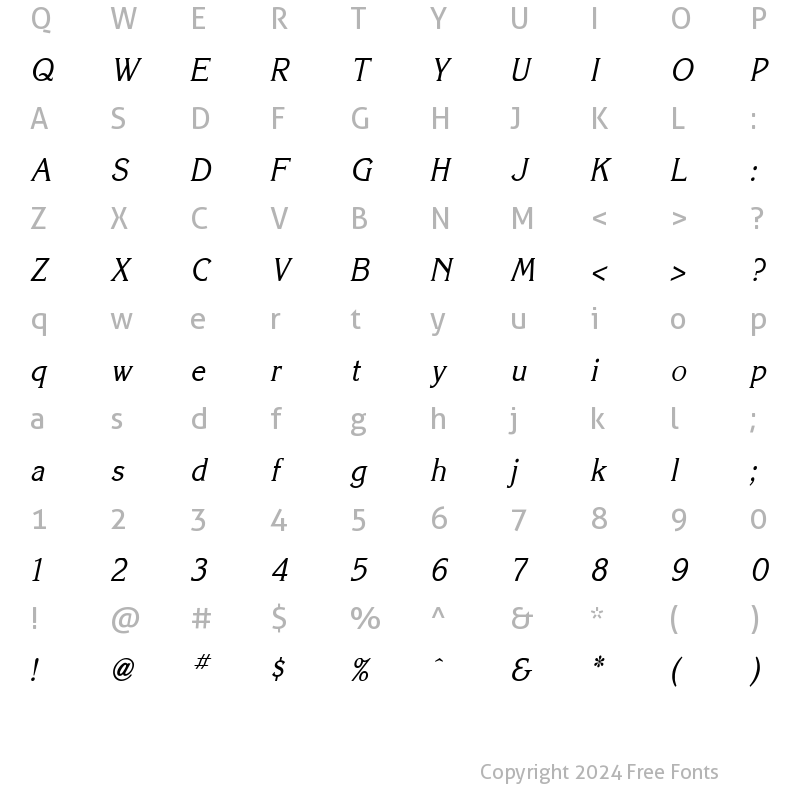 Character Map of Keira Condensed Italic