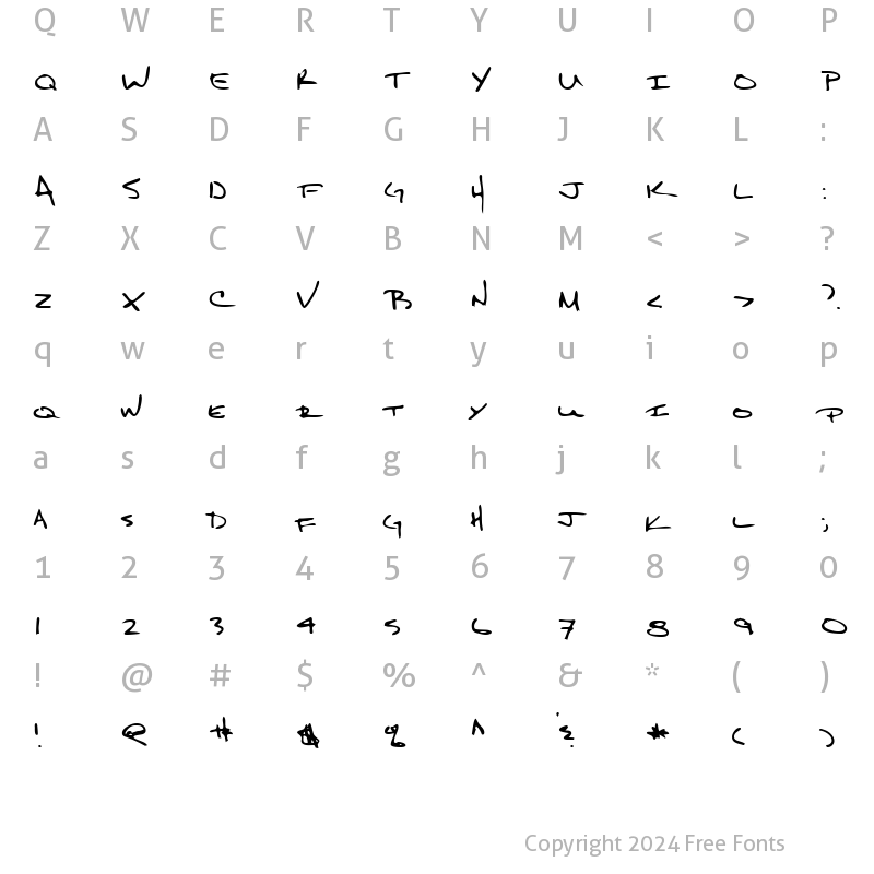 Character Map of KeithsHand Regular