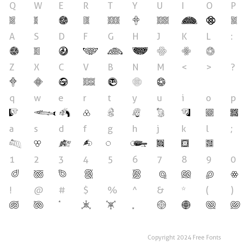 Character Map of Kells Extras Regular