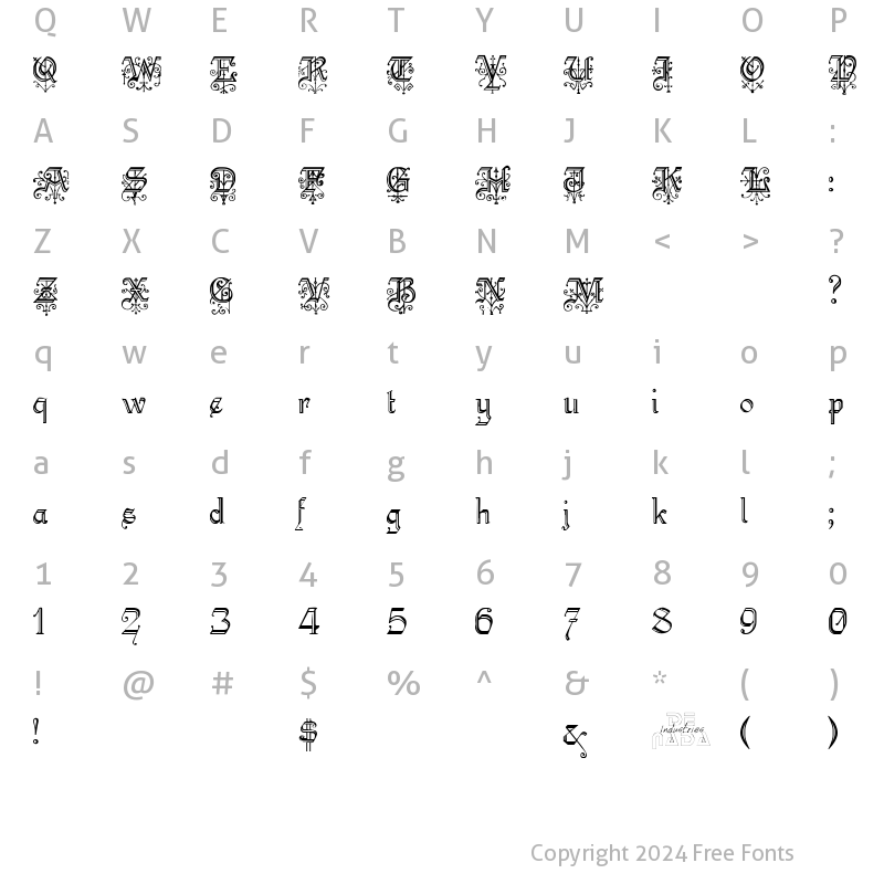 Character Map of KellyAnnGothic Regular