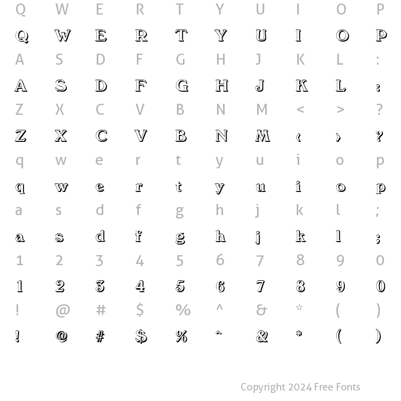 Character Map of KellyBeckerShadow-Medium Regular