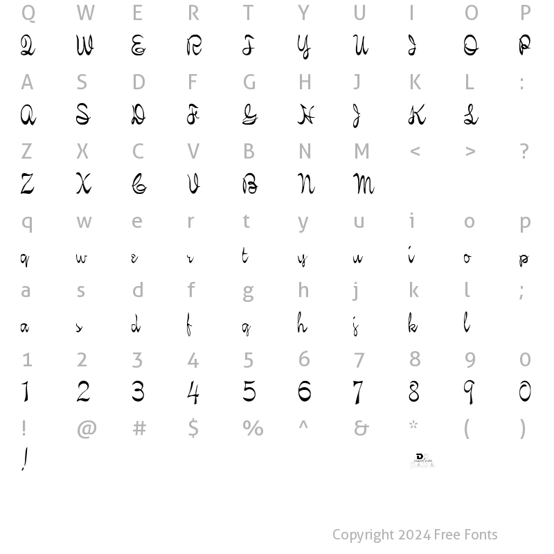 Character Map of KellyBrown Regular