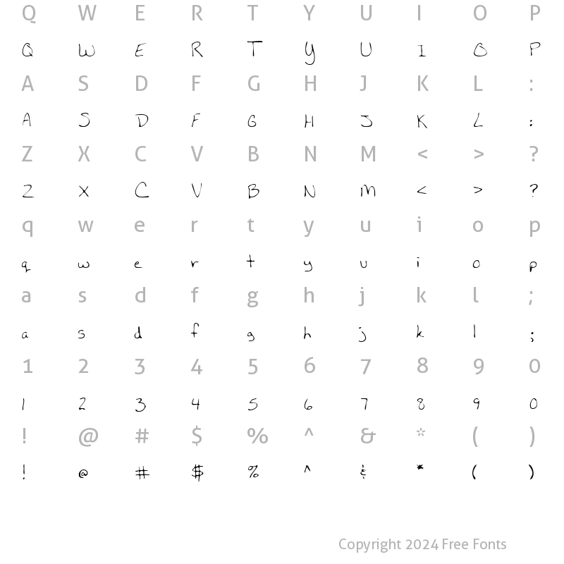 Character Map of KellysHand Regular