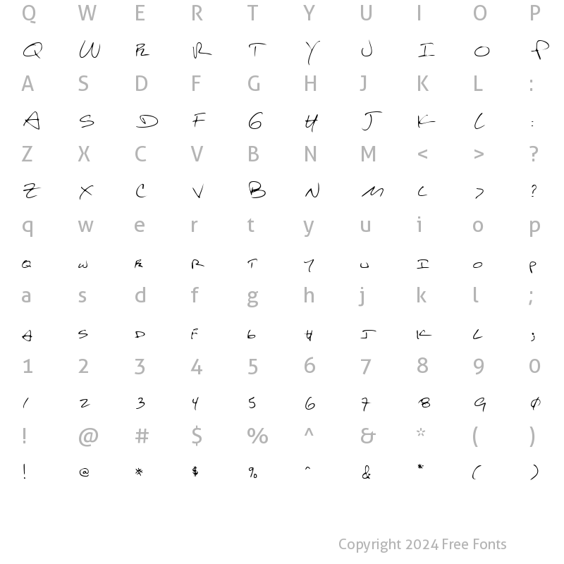 Character Map of KelseysHand Regular