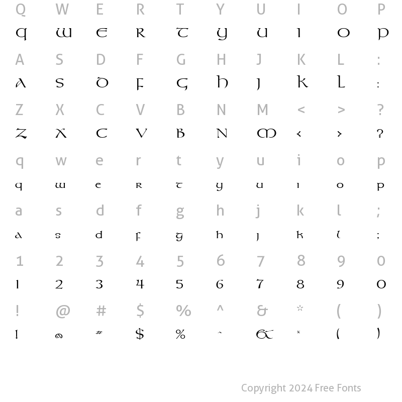 Character Map of Kelt Wide Normal