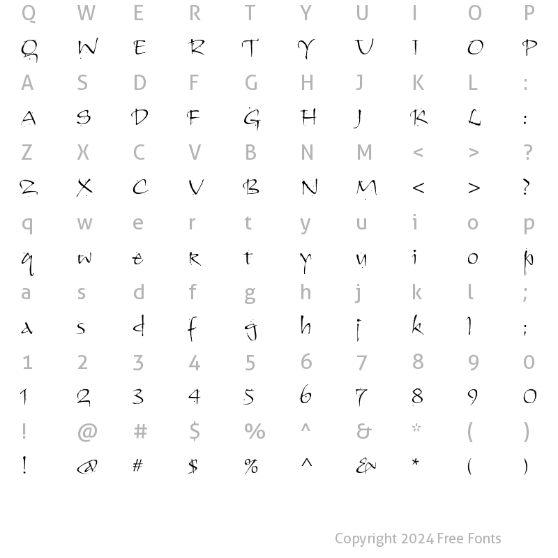 Character Map of Kendo ITC Std Regular