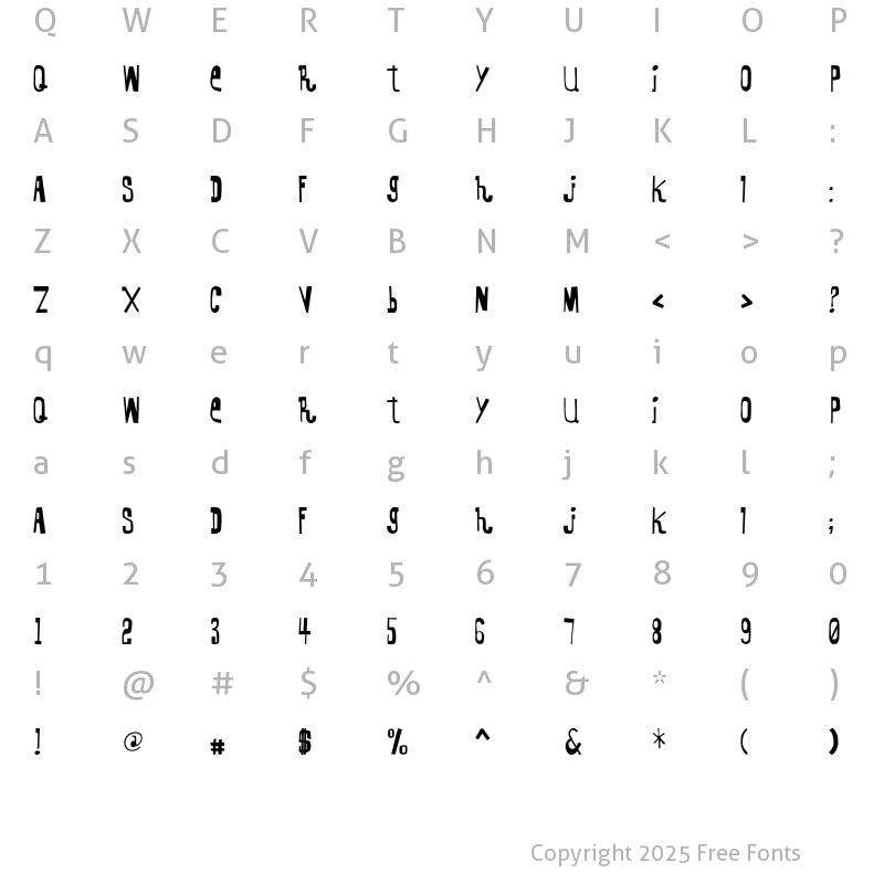 Character Map of KennelDistrict Thin Regular