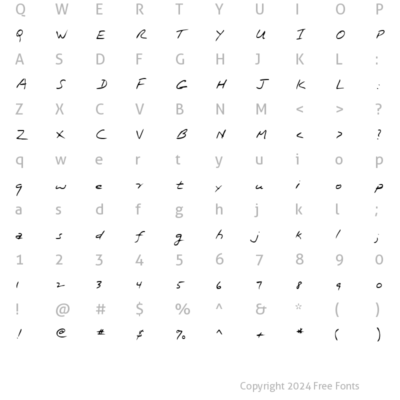 Character Map of KennethsHand Regular