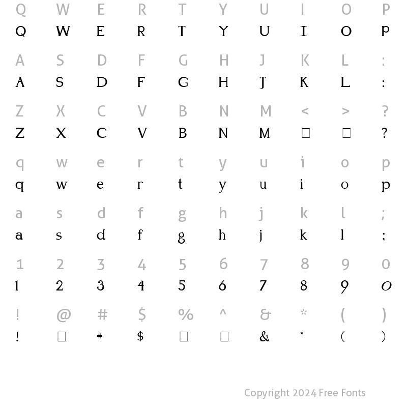 Character Map of Kennon Normal