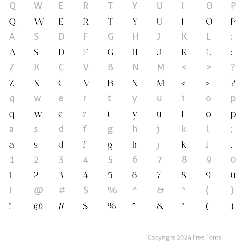 Character Map of KENOKY UltraLight