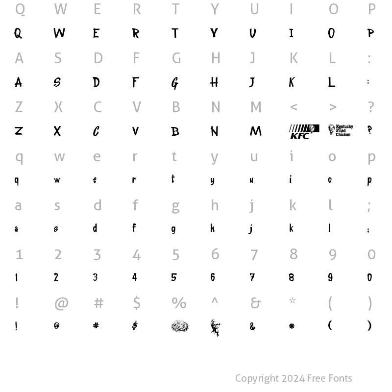 Character Map of KentuckyFriedFont Regular