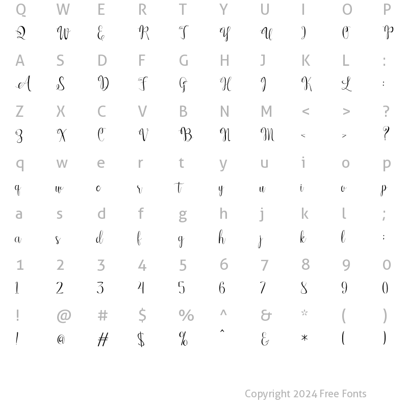 Character Map of Kerling Script Regular