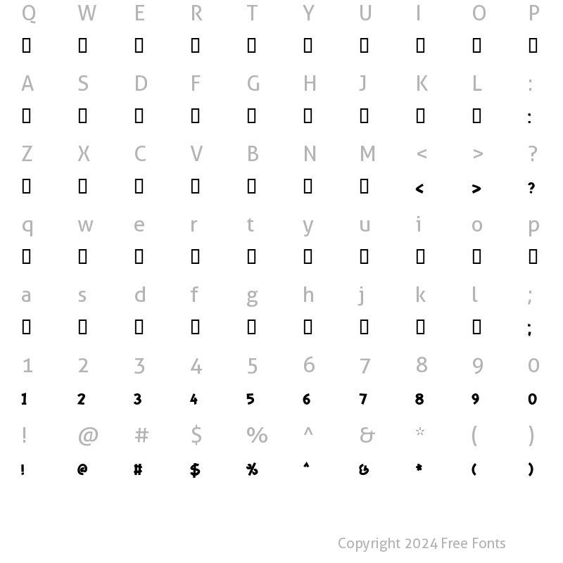 Character Map of Keshet Bold